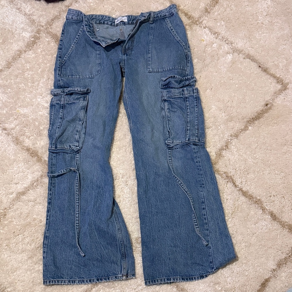 Zara Blue Cargo Women Jeans - Picture 3 of 3